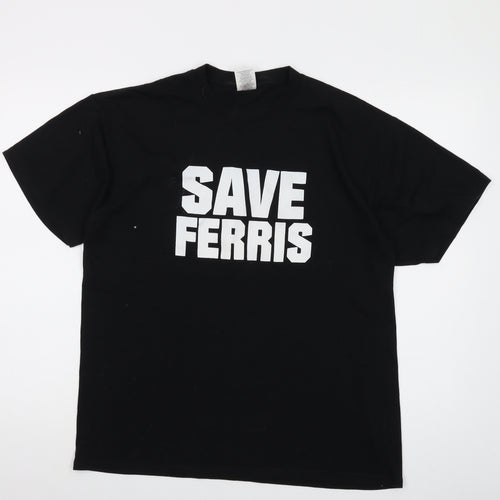 Save Ferris Mens Black Cotton T-Shirt Size L Crew Neck