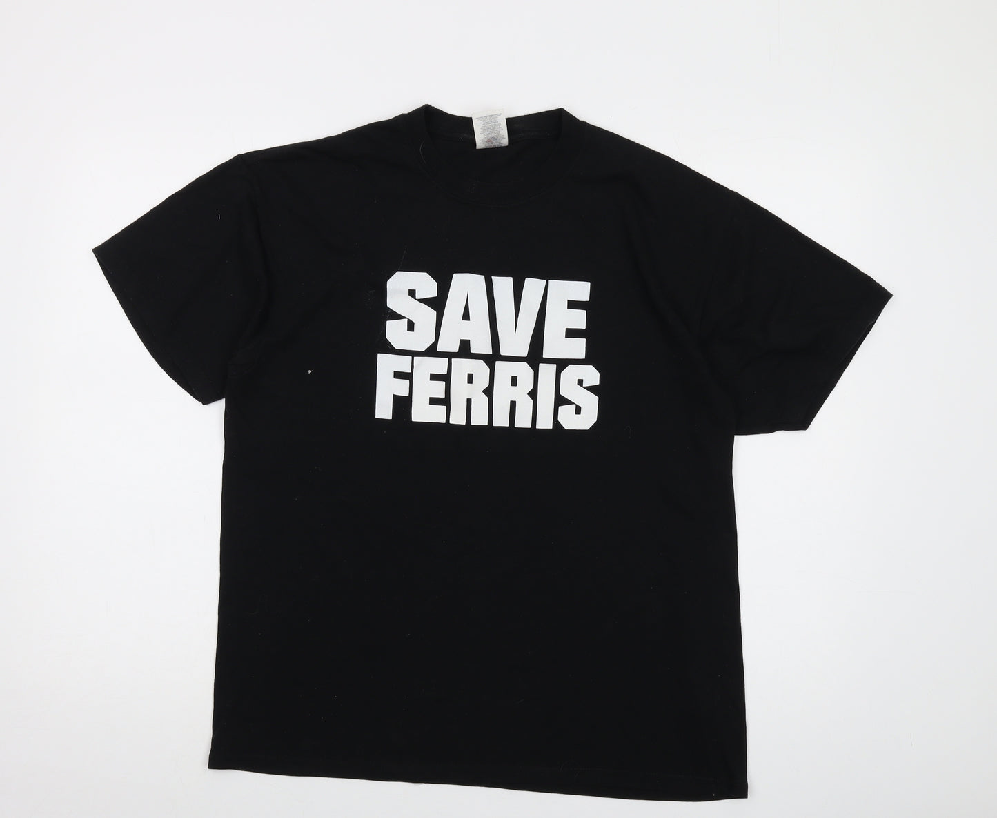 Save Ferris Mens Black Cotton T-Shirt Size L Crew Neck