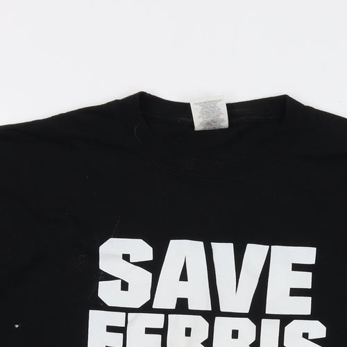 Save Ferris Mens Black Cotton T-Shirt Size L Crew Neck