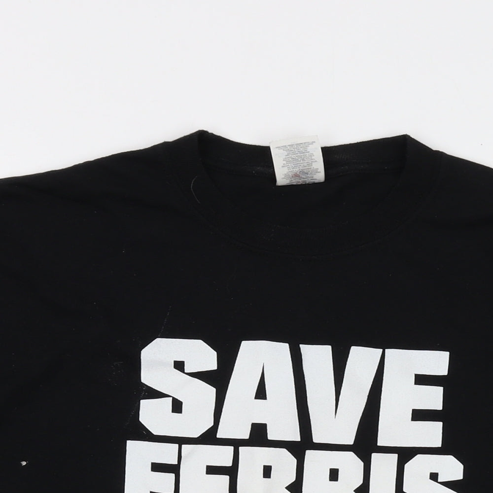 Save Ferris Mens Black Cotton T-Shirt Size L Crew Neck