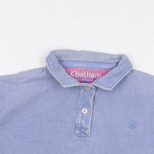 Chatham Womens Blue Cotton Basic Polo Size 12 Collared