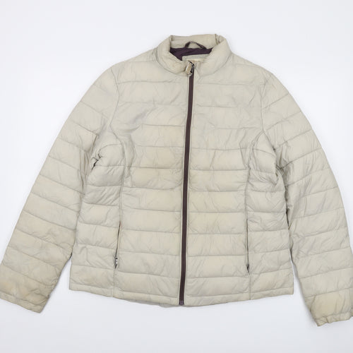 White Stuff Womens Beige Puffer Jacket Jacket Size 16 Zip