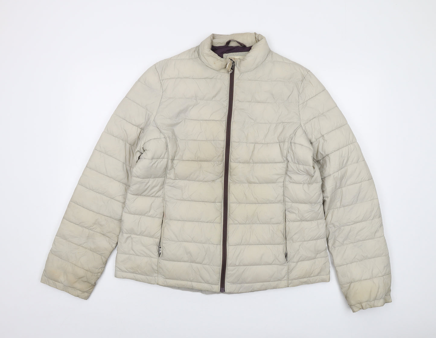 White Stuff Womens Beige Puffer Jacket Jacket Size 16 Zip