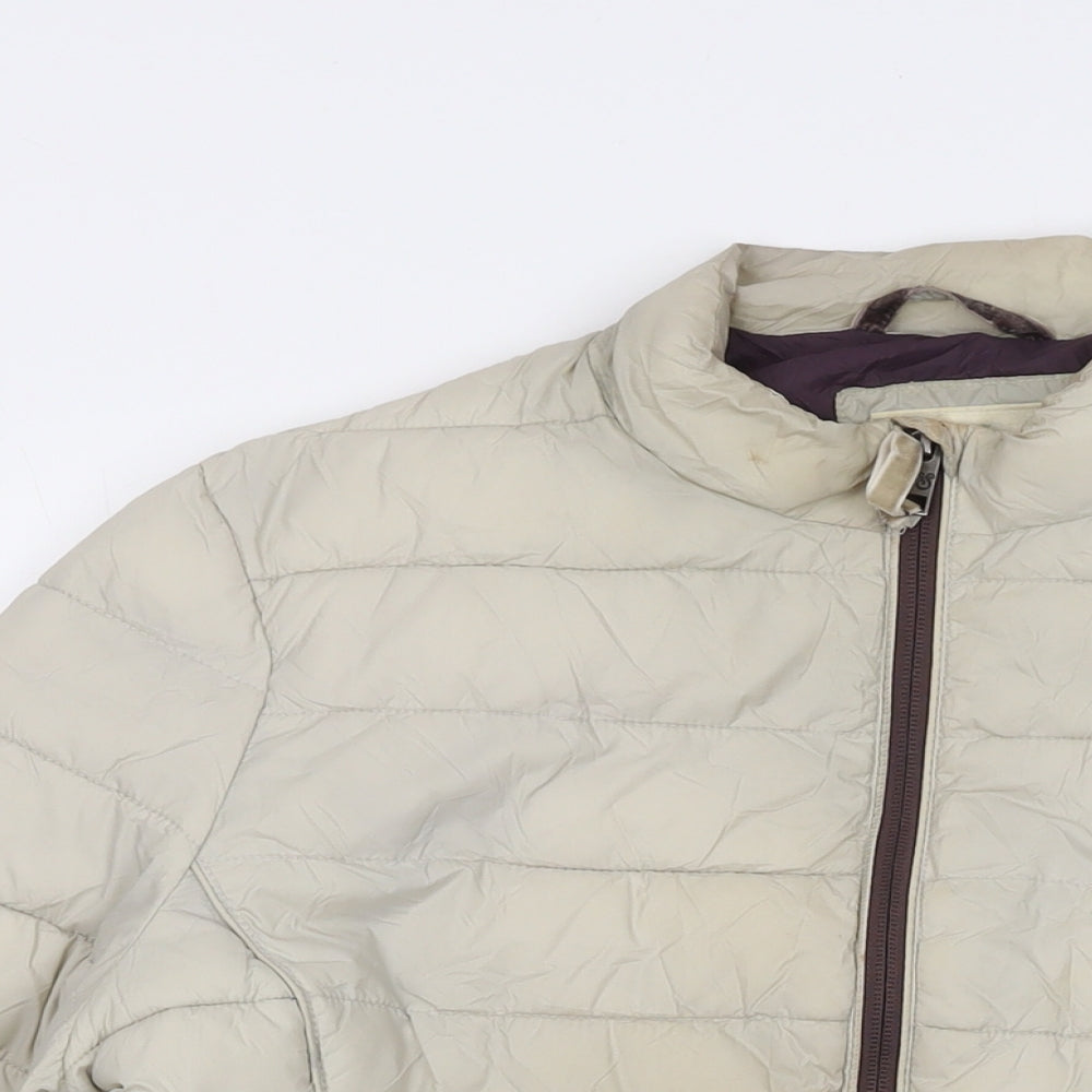 White Stuff Womens Beige Puffer Jacket Jacket Size 16 Zip