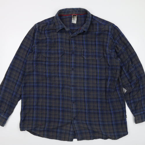 The North Face Mens Grey Plaid Cotton Button-Up Size XL Collared Button