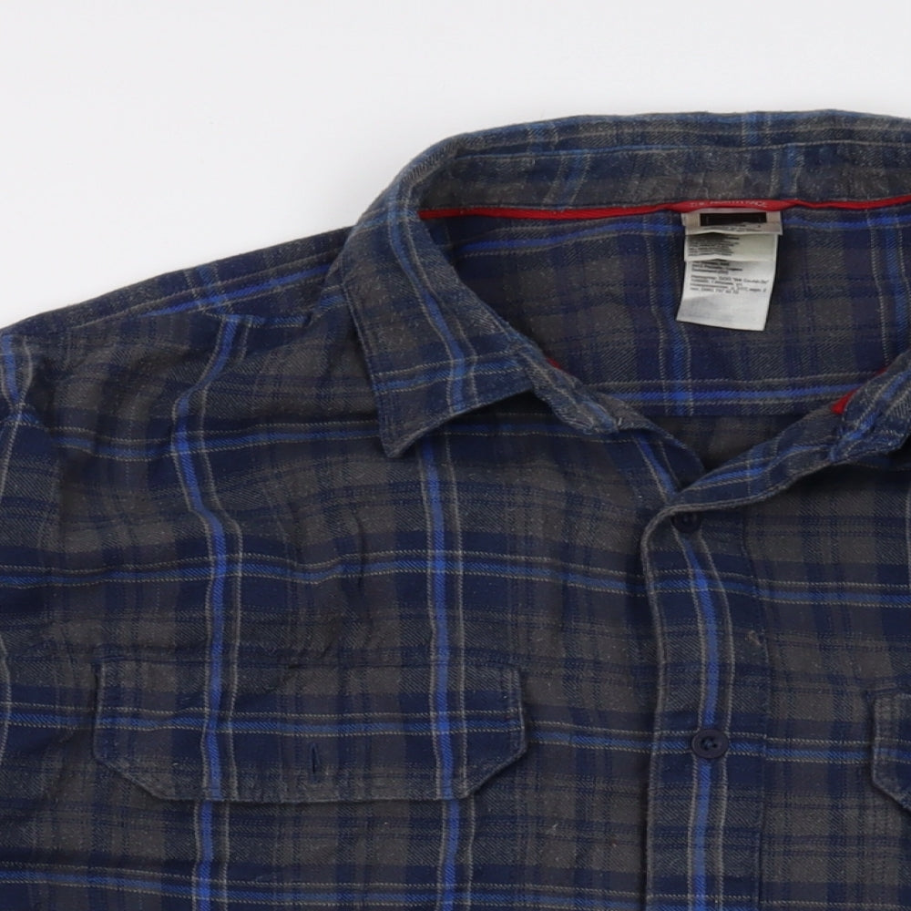 The North Face Mens Grey Plaid Cotton Button-Up Size XL Collared Button