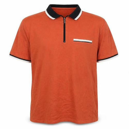 Atlas For Men Mens Orange Cotton Polo Size 2XL Collared Zip