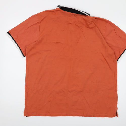 Atlas For Men Mens Orange Cotton Polo Size 2XL Collared Zip