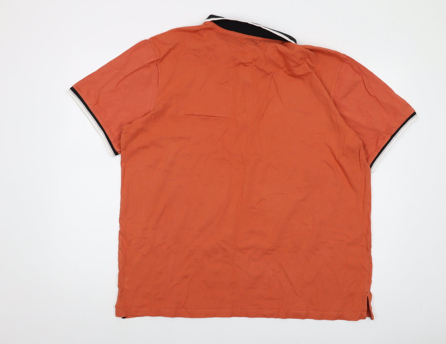 Atlas For Men Mens Orange Cotton Polo Size 2XL Collared Zip