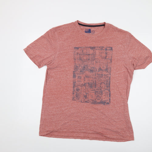 North Coast Mens Red Polyester T-Shirt Size L Crew Neck