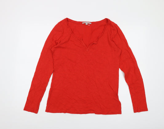 Gap Womens Red Cotton Basic T-Shirt Size M V-Neck