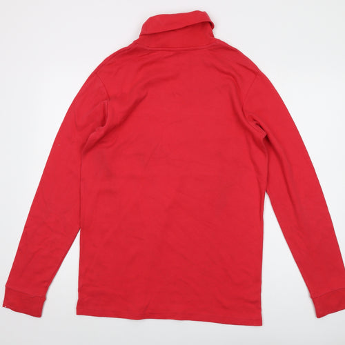 Crane Mens Red Cotton T-Shirt Size L Roll Neck