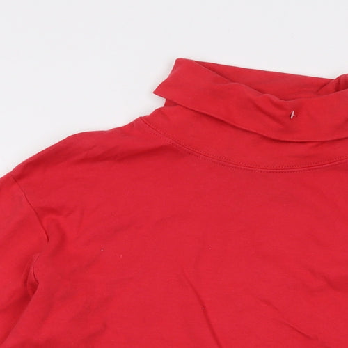 Crane Mens Red Cotton T-Shirt Size L Roll Neck