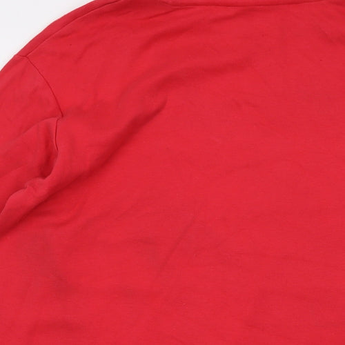 Crane Mens Red Cotton T-Shirt Size L Roll Neck