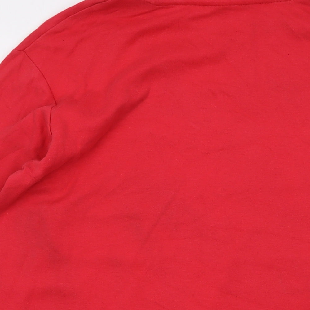 Crane Mens Red Cotton T-Shirt Size L Roll Neck