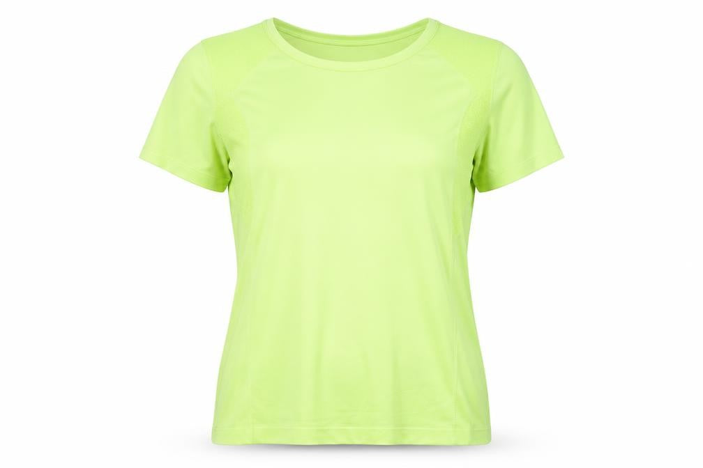 Front view of Athletic Works women’s green nylon basic t-shirt, size XL, round neck pullover