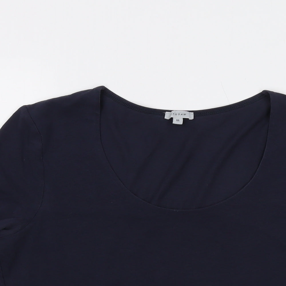 Jigsaw Womens Blue Cotton Basic T-Shirt Size M Round Neck