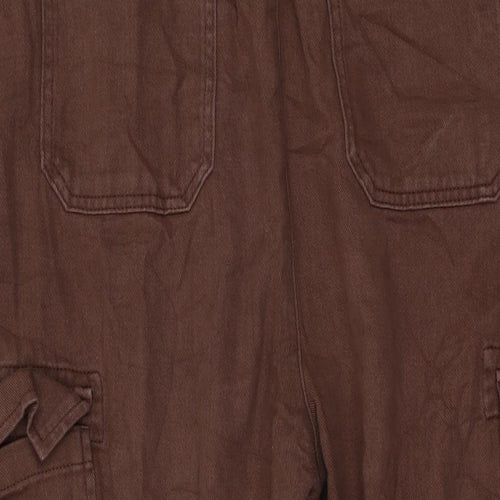 COLLUSION Womens Brown Cotton Trousers Size 32 in L27 in Regular Drawstring
