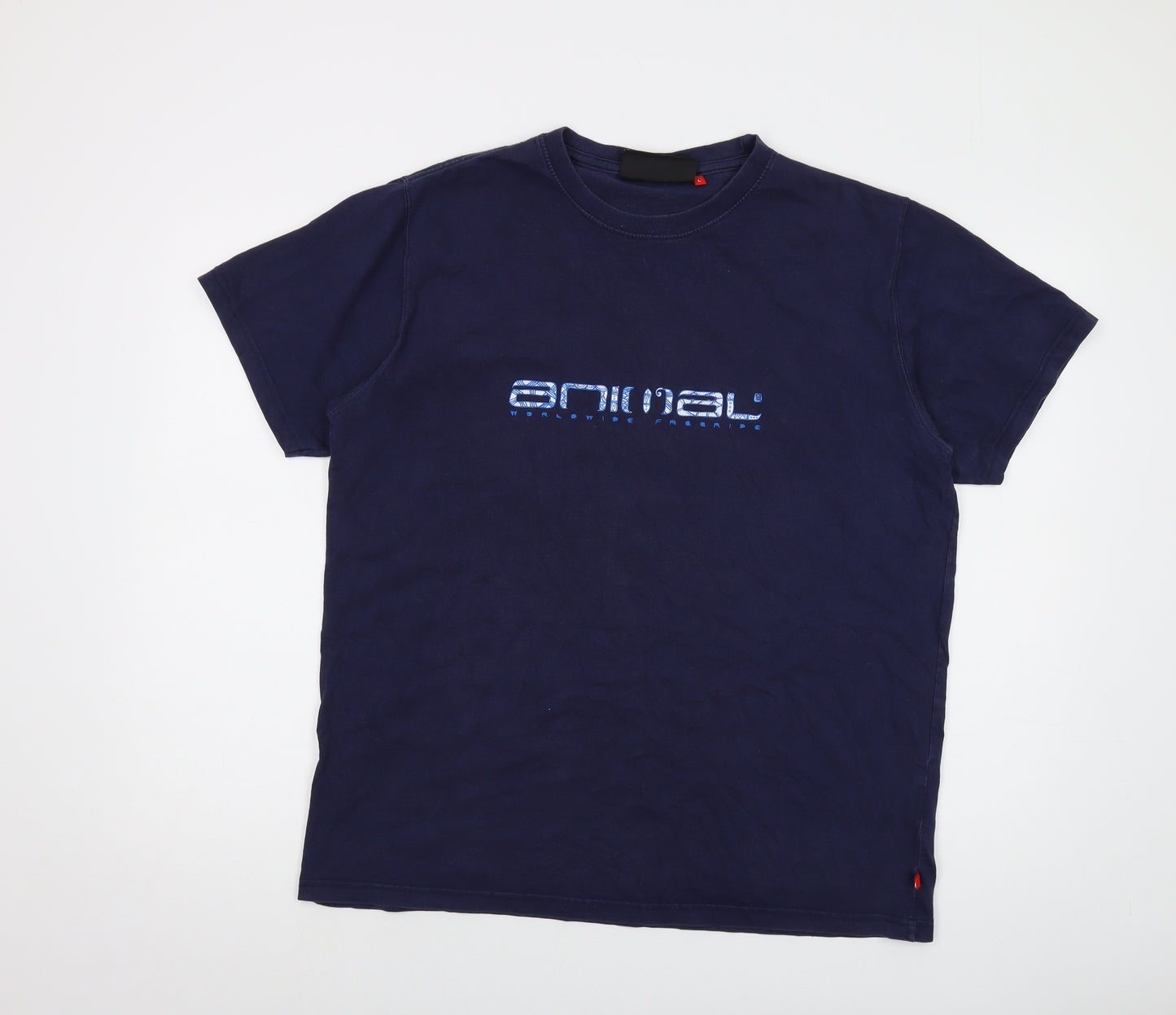 Animal Mens Blue Cotton T-Shirt Size L Crew Neck