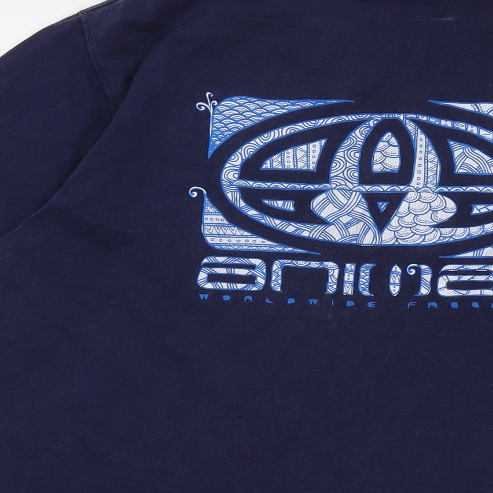 Animal Mens Blue Cotton T-Shirt Size L Crew Neck