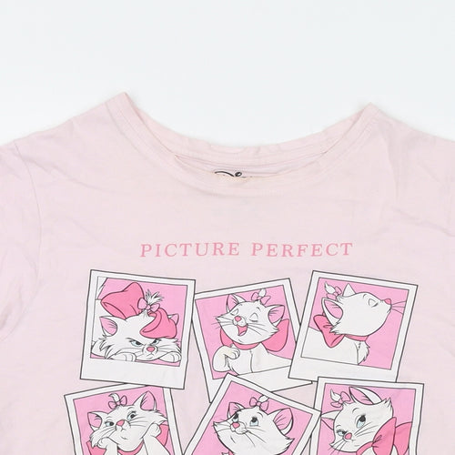 Disney Womens Pink Cotton Basic T-Shirt Size 6 Crew Neck