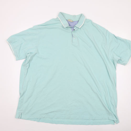 Cotton Traders Mens Green Cotton Polo Size 5XL Collared Button