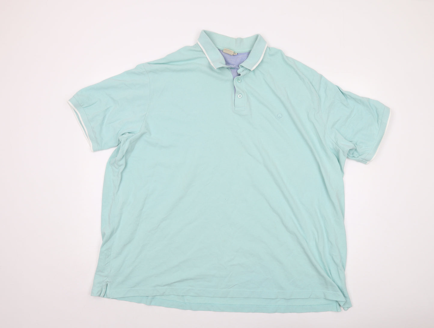 Cotton Traders Mens Green Cotton Polo Size 5XL Collared Button