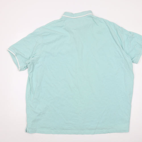 Cotton Traders Mens Green Cotton Polo Size 5XL Collared Button