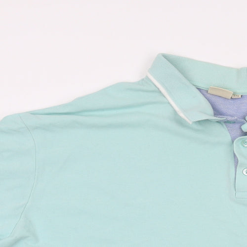 Cotton Traders Mens Green Cotton Polo Size 5XL Collared Button
