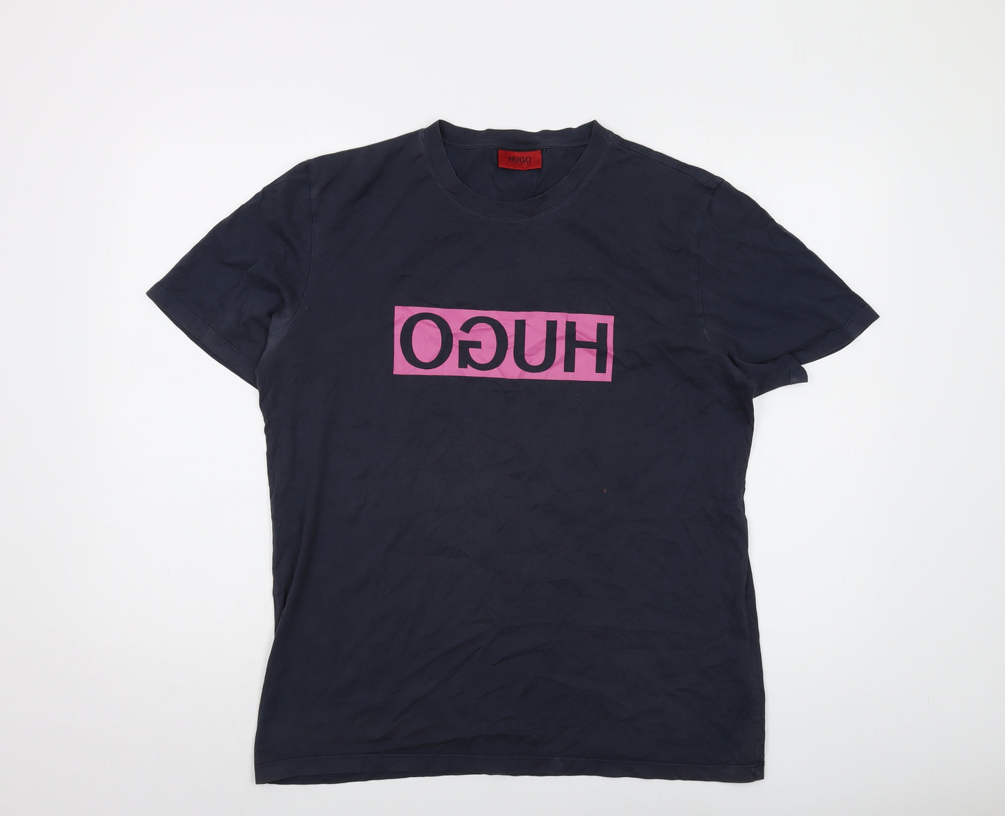HUGO BOSS Mens Blue Cotton T-Shirt Size M Crew Neck