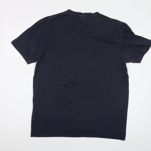 HUGO BOSS Mens Blue Cotton T-Shirt Size M Crew Neck