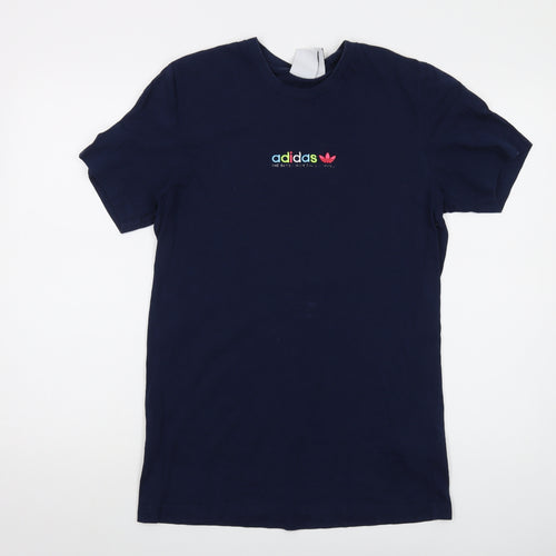 adidas Mens Blue Cotton T-Shirt Size M Crew Neck