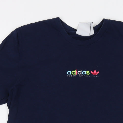 adidas Mens Blue Cotton T-Shirt Size M Crew Neck