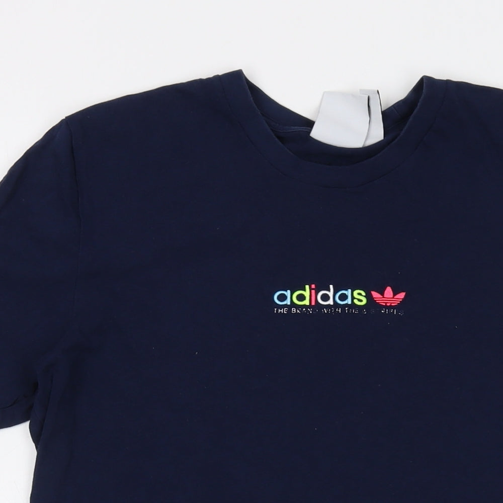 adidas Mens Blue Cotton T-Shirt Size M Crew Neck