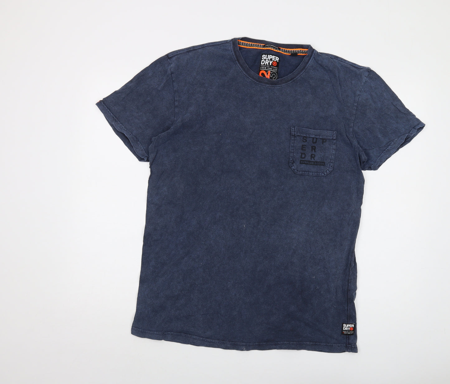 Superdry Mens Blue Cotton T-Shirt Size M Crew Neck