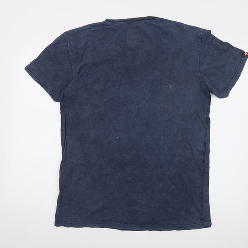 Superdry Mens Blue Cotton T-Shirt Size M Crew Neck