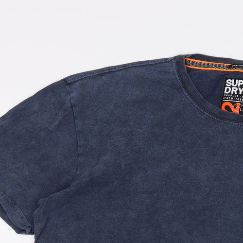 Superdry Mens Blue Cotton T-Shirt Size M Crew Neck
