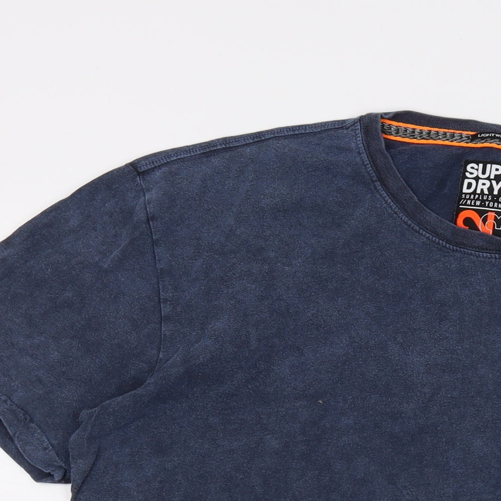 Superdry Mens Blue Cotton T-Shirt Size M Crew Neck