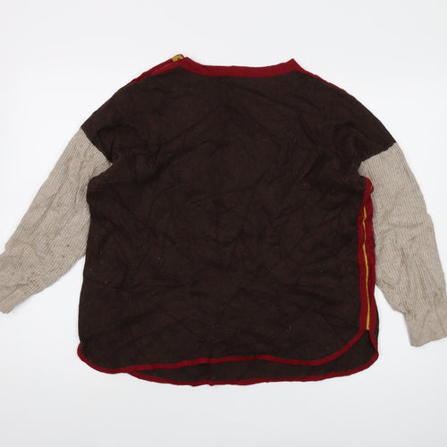 White Stuff Womens Brown Round Neck Viscose Pullover Jumper Size 16