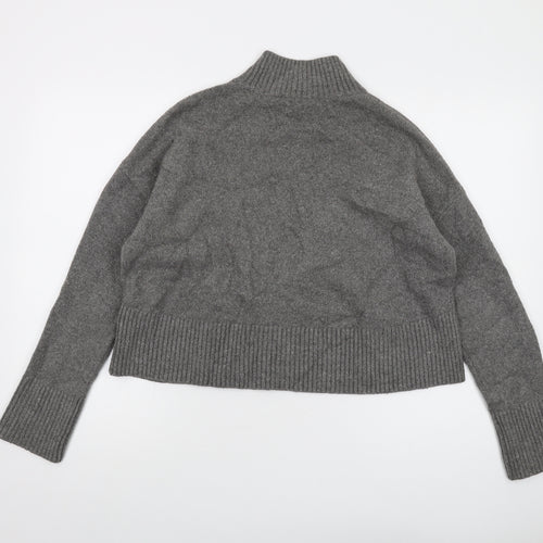 & Other Stories Womens Grey Mock Neck Cotton Pullover Jumper Size L