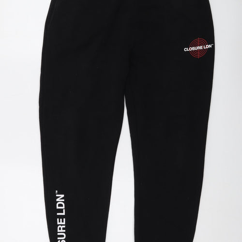 CLOSURE Mens Black Cotton Sweatpants Trousers Size L L28 in Regular Drawstring