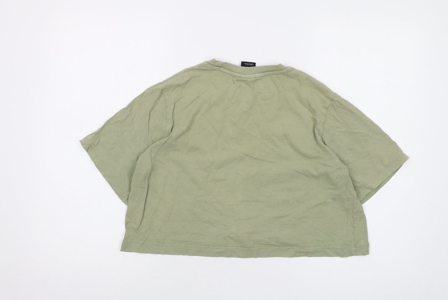 iets frans... Womens Green Cotton Cropped T-Shirt Size S Crew Neck