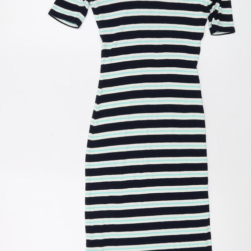Oasis Womens Multicoloured Striped Viscose Bodycon Size XS V-Neck Pullover