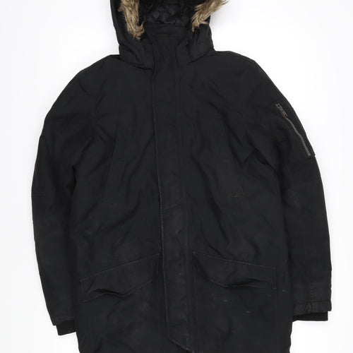 H&M Girls Black Jacket Coat Size 12-13 Years Zip