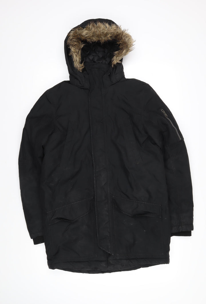 H&M Girls Black Jacket Coat Size 12-13 Years Zip