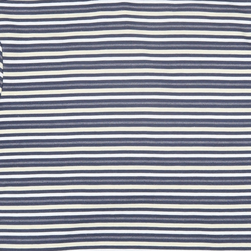 Poppy Womens Blue Striped Cotton Blend Basic Polo Size 12 Collared