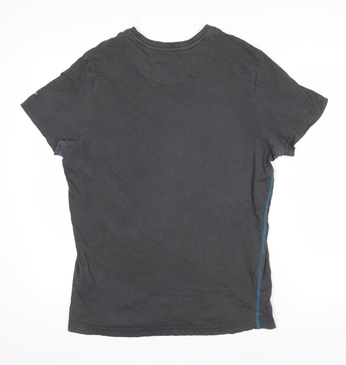 Blend Mens Grey Cotton T-Shirt Size XL Round Neck - POWER real blended 58