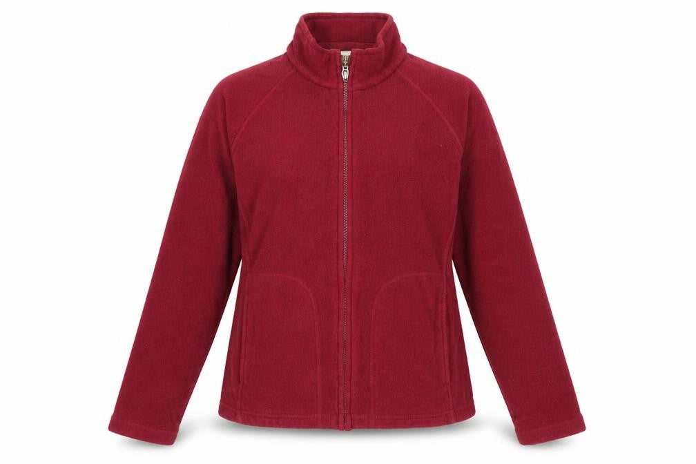 Front view of Marks & Spencer women’s red jacket, size UK 12, zip