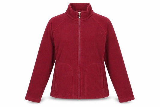 Front view of Marks & Spencer women’s red jacket, size UK 12, zip