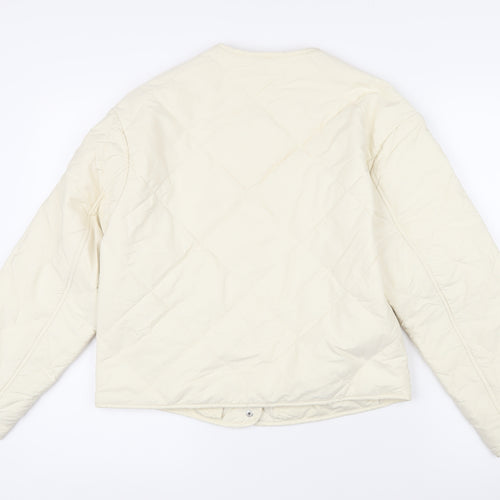 MNG Womens Ivory Quilted Jacket Size XS Snap